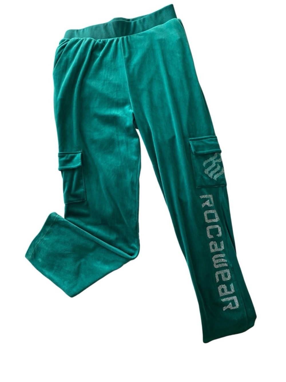 Y2K Rocawear Velour Cargo Sweatpants with Rhinestone Logo